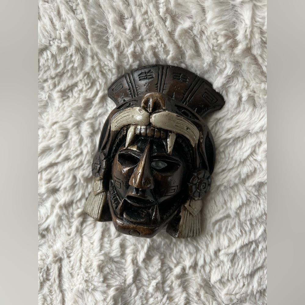 Authentic Mayan Aztec Warrior Mask artifact carved stone from Mexico rare EUC - Picture 9 of 9
